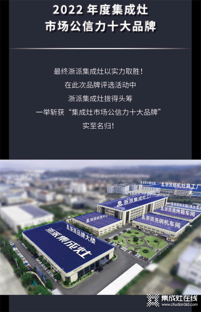 榮耀綻放，再鑄輝煌 浙派集成灶榮獲“2022年度集成灶市場(chǎng)公信力十大品牌”！